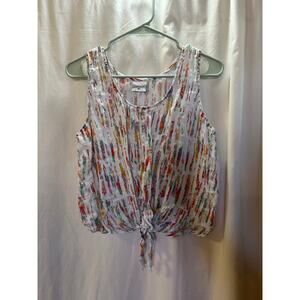 🌈 CLICK 100% Linen Abstract Tank Top – Size M/L